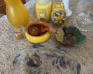 Yankee Candles, Yellow Vase, Fish Glass Plate, more