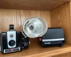 Kodak Brownie Hawkeye Camera with Flash Polaroid Sun Instant Camera