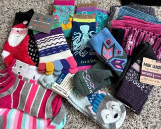 New ladies novelty socks, Bombas, others