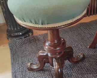 Antique wood and needle point  stool