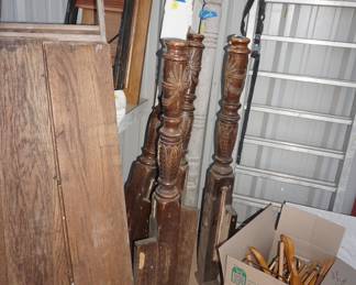 ladder shelf, spindles, wood hangers, loading ramps