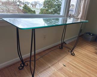 Glass Iron Console Table