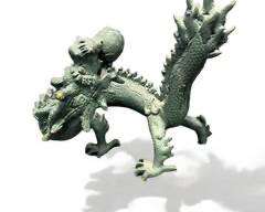 Vintage Patinated Bronze 5 toed Dragon Sculpture
