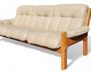 Fantastic Ekornes Leather & Teakwood Danish Mid Century Modern Sofa MCM Three Seater
