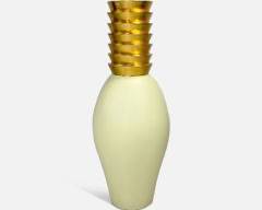 Massive 55 Molder Fiberglass Art Deco Floor Urn Jardiniere w/Gilt Gold Stepped Top
