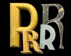 Lot of Four Antique Metal and Wood R Three Are Metal one is Wooden Letters Folk Art primitive
