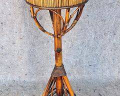 Vintage Bamboo Rattan Twig Folk Art Stand
