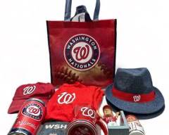 Washington Nationals Baseball Team Memorabilia, Bobble Head, Coffee Cup, Cousy, Russian Nesting Doll, Tumbler, T-Shirt and Three Hats
