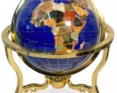 Vintage Semi Precious Gemstone Globe 13 inch Tall
