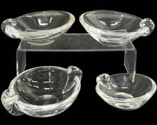 4 STEUBEN CLEAR CRYSTAL MID-CENTURY ASHTRAY designed by GEORGE THOMPSON
