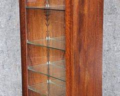 Antique Mission Arts & Crafts Lighted Display Cabinet Glass Shelves
