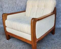 Vintage Fantastic Mid Century Modern Teak Upholstered Lounge Chair Boucle Textile
