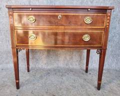 Wonderful Baker Furniture Inlaid Buffet Console with Fancy Brass Pulls
