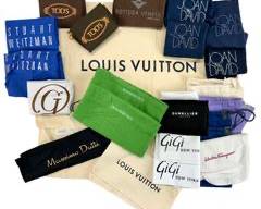 Designer Shoe and Handbag Dust Bags Assortment. LOUIS VUITTON, MASSIMO DUTTI, MASHBURN, STUART WEITZMAN, TODS, JOAN & DAVID, DEMELLIER, GIGI, SALVATORE FERRAGAMO
