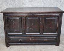 Fancy Antique Painted Blanket Chest Hinged Top One Drawer Iron Handles
