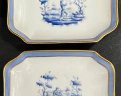 Fine Richard Ginori Pittoria Blue and Gold Trim very Small decorated dishes
