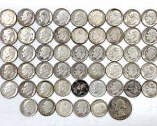 50 Pre-1964 Silver Roosevelt Dimes With 1937 Silver Washington Quarter
