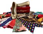 SALVATORE FARRAGAMO Champagne Leather Flats Sz 9.5, ANNE KLIEN, BROOKS BROTHERS, ECHO, and More!
