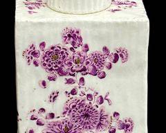 Antique 18th century Meissen Porcelain Purple Indian Tea Caddy
