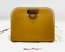 Vintage Salvatore Ferragamo Gancini Crossbody Chain Shoulder Bag Brown/Golden P 21 7632 W/ Dust Bag Included
