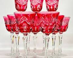 Fine Nachtmann Traube Cranberry White wine Cut to Clear Goblets
