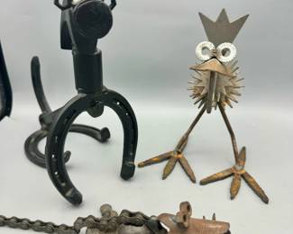 (3) Metal Animal Statues
