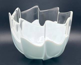 Rosenthal Mid-Century Crystal White Wave IceDew Frosted Vessel
