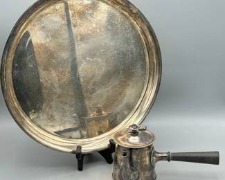 WM Mounts Silver-Plated Chocolate Pot And Rogers Silverplate Tray
