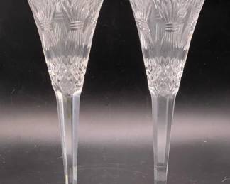 Pair Of Waterford Crystal Millennium Collection Prosperity Toasting Flutes Circa 2000
