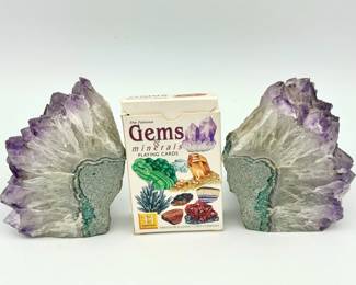 Amethyst Bookends & Mineral Cards
