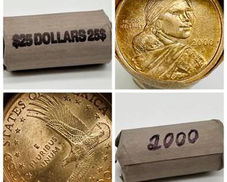 Unsearched Roll Of Sacagawea Dollar Coins Labeled 2000
