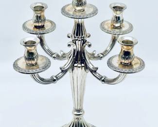 Superb Italian 80% Pure Silver Vintage Five Flame Candelabra
