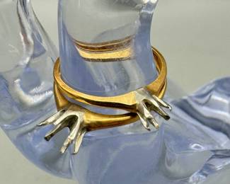 (2) LINZ 14k & Platinum Stamped Rings Size 5.75
