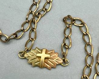 10KT/12KT Stamped Gold Cross Bracelet
