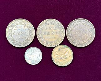 (5) Vintage Canadian Coins
