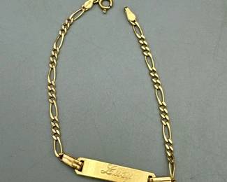 14KT Gold Stamped "Lucy" Bracelet
