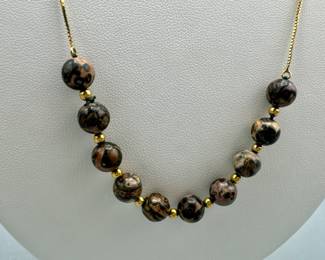 14KT Gold Stamped Stone Necklace
