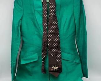 Womens Emerald Green Le Cheval Equestrian Suit Jacket And Tie
