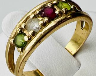 12-14K Gold Ring With Gemstones
