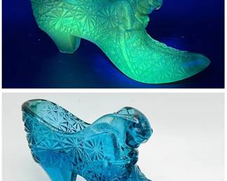Daisy & Button Blue Glass Slipper - UV Reactive Green Glow
