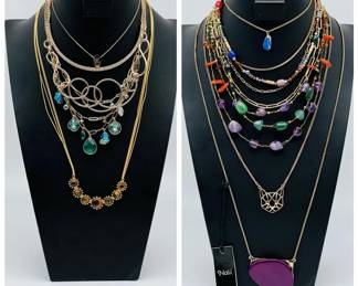 (10) Golden Costume Jewelry Necklaces
