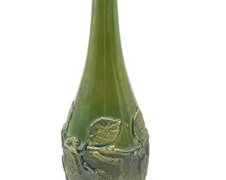 16-inch Tall Green Leaf Relief Vase
