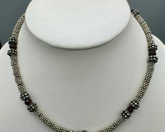 Sterling Silver Necklace With Purple Beads

