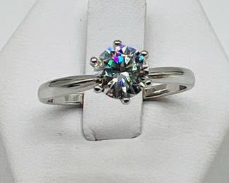 1 Carat Round Brilliant Moissanite Engagement Ring With GRA Cert.
