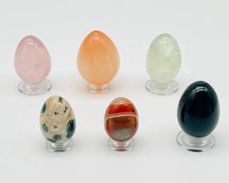 (6) Polished Crystal & Mineral Eggs
