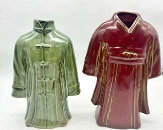 (2) Rare Vintage Asian Kimono Large Jewelry Stands
