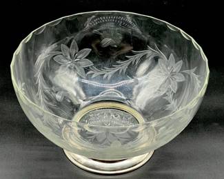 B-I Sterling Silver Footed Etched Floral Bowl
