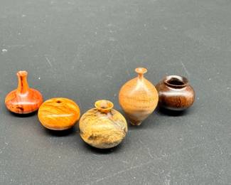 (5) Mini Wooden Vases
