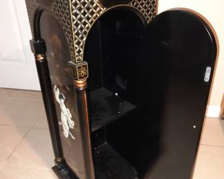 Black Lacquered Asian Pedestal Cabinet