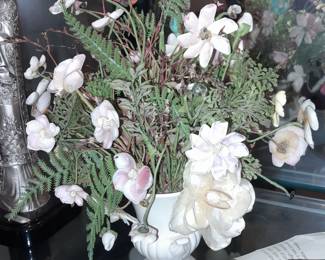 Wedgwood Vase W/ Porcelain Flowers